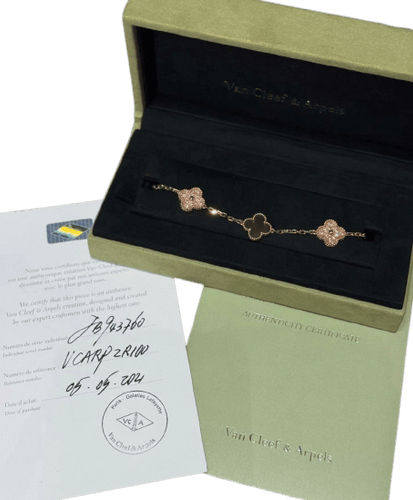 Bracelet Van Cleef & Arpels Vintage Alhambra - Bracelet en or rose, nacre et diamants 58 Facettes jnci84