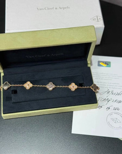 Bracelet Van Cleef & Arpels Vintage Alhambra - Bracelet en or rose, nacre et diamants 58 Facettes jnci84