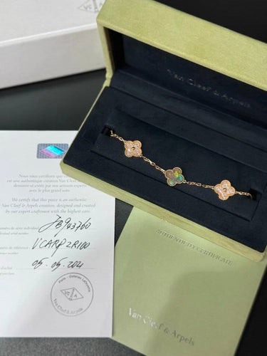 Bracelet Van Cleef & Arpels Vintage Alhambra - Bracelet en or rose, nacre et diamants 58 Facettes jnci84