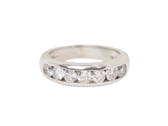 Bague 52.5 Demi-alliance - Bague en or blanc et diamants 58 Facettes 33105