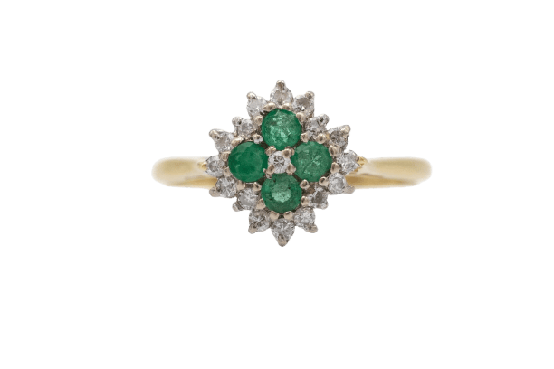 Bague 57 Bague vintage en or jaune, diamants et émeraudes 58 Facettes 12388