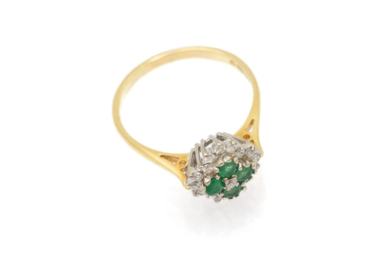 Bague 57 Bague vintage en or jaune, diamants et émeraudes 58 Facettes 12388