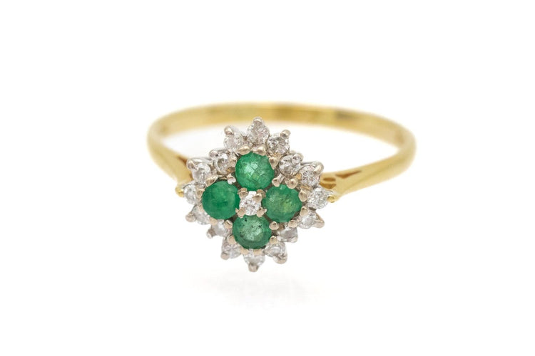 Bague 57 Bague vintage en or jaune, diamants et émeraudes 58 Facettes 12388