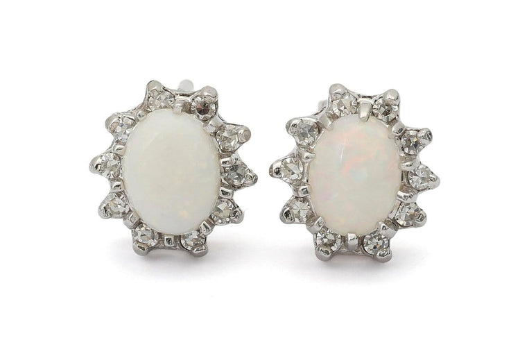 Boucles d'oreilles Boucles d'oreilles en or blanc, opales et diamants 58 Facettes 12220