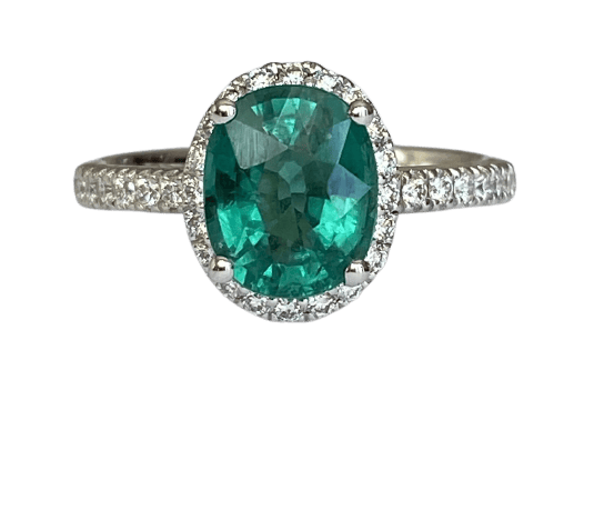 Bague 55 Bague cocktail en or blanc, tourmaline Lagoon 2,08 ct et diamants 58 Facettes ring