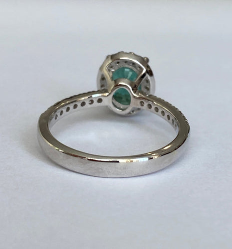 Bague 55 Bague cocktail en or blanc, tourmaline Lagoon 2,08 ct et diamants 58 Facettes ring