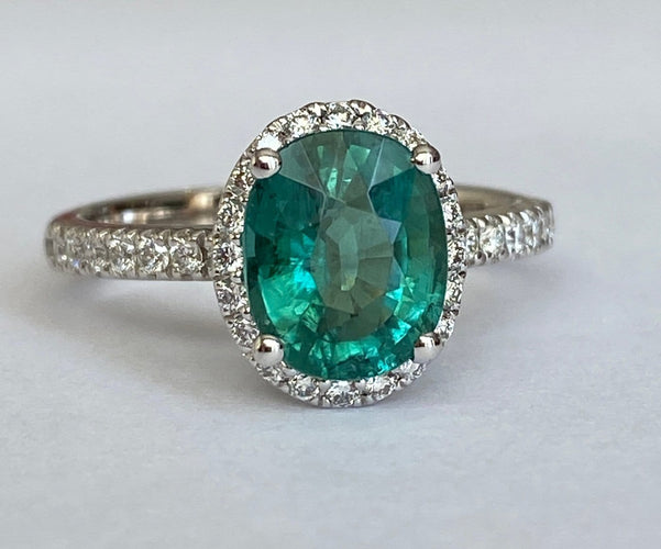 Bague 55 Bague cocktail en or blanc, tourmaline Lagoon 2,08 ct et diamants 58 Facettes ring