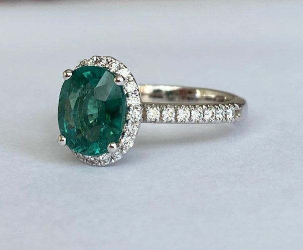 Bague 55 Bague cocktail en or blanc, tourmaline Lagoon 2,08 ct et diamants 58 Facettes ring