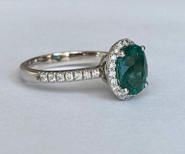 Bague 55 Bague cocktail en or blanc, tourmaline Lagoon 2,08 ct et diamants 58 Facettes ring