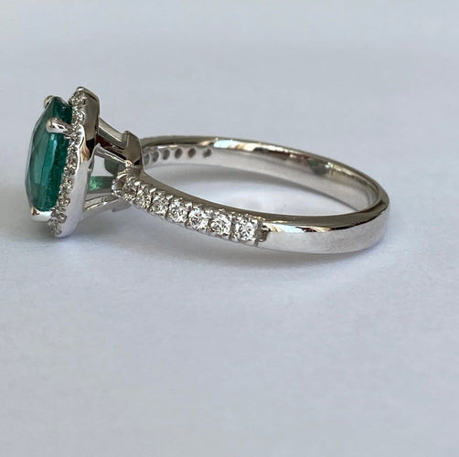 Bague 55 Bague cocktail en or blanc, tourmaline Lagoon 2,08 ct et diamants 58 Facettes ring