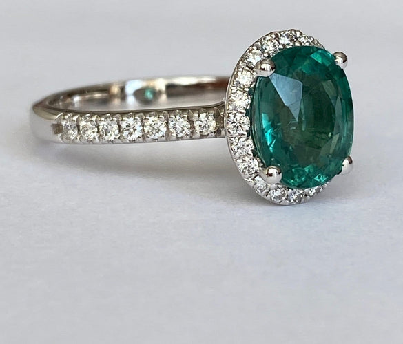 Bague 55 Bague cocktail en or blanc, tourmaline Lagoon 2,08 ct et diamants 58 Facettes ring