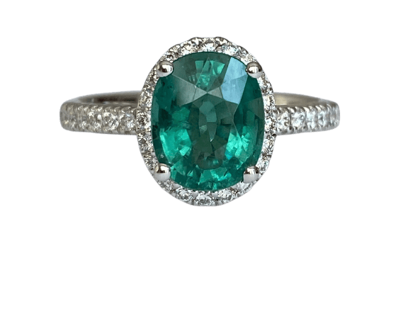 Bague 55 Bague cocktail en or blanc, tourmaline Lagoon 2,08 ct et diamants 58 Facettes ring