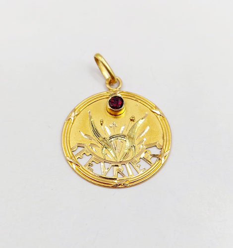 Pendentif Médaille Art nouveau en or 18k et grenat 58 Facettes A07327
