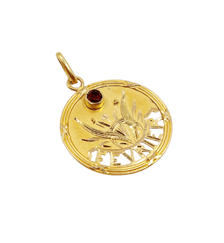 Pendentif Médaille Art nouveau en or 18k et grenat 58 Facettes A07327