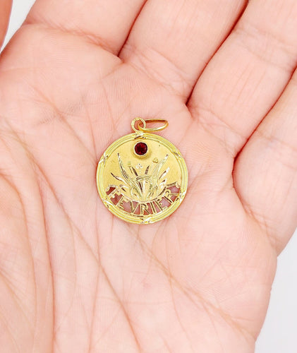 Pendentif Médaille Art nouveau en or 18k et grenat 58 Facettes A07327
