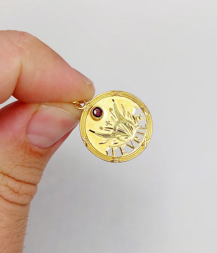 Pendentif Médaille Art nouveau en or 18k et grenat 58 Facettes A07327