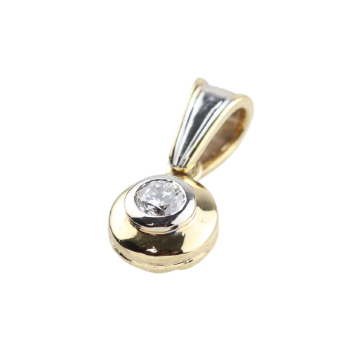 Pendentif en or bicolore 18K et diamant 0,16 ct