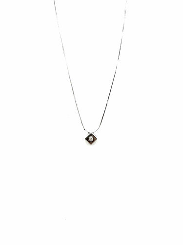 Collier Collier solitaire en or blanc et diamant 58 Facettes Z15B51802