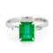 Bague 52.5 Bague solitaire en or blanc 14K, émeraude et diamants baguette 58 Facettes 9456581619514AB0AA9CA930A9609758
