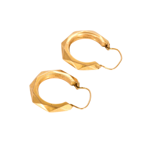 Créoles anciennes - Boucles d'oreilles ciselées en or jaune