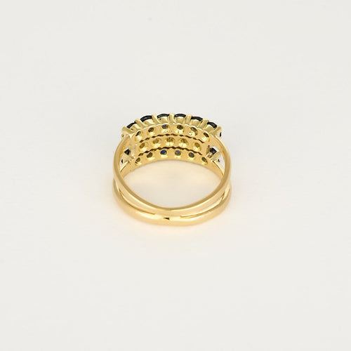 Bague 44 Bague demi-alliance en or jaune, saphirs et diamants 58 Facettes 1/2alldts&sh