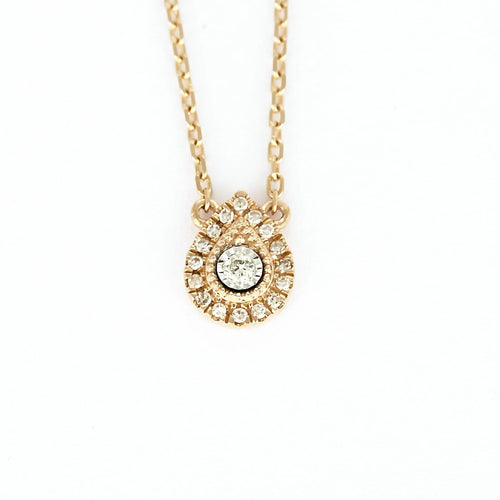 Collier Collier poire en or rose et diamants 58 Facettes CollminipoireR