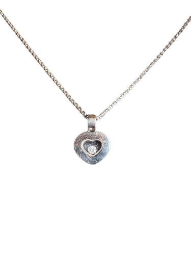 Chopard Happy Diamonds - Collier cœur en or blanc et diamant mobile