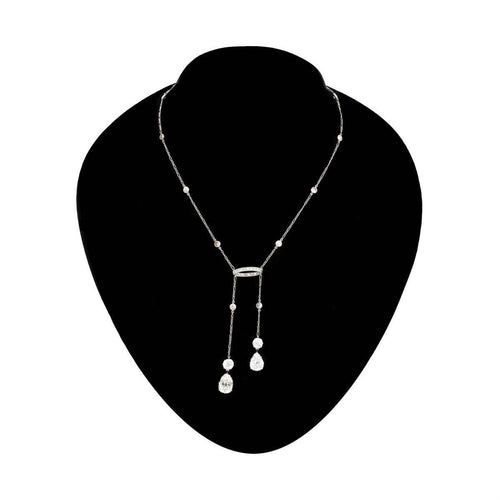 Collier Belle Époque - Collier négligé en platine et diamants anciens 58 Facettes D17