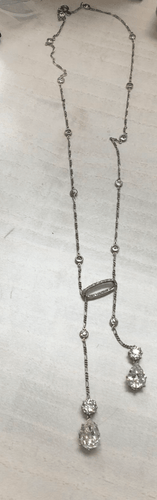 Collier Belle Époque - Collier négligé en platine et diamants anciens 58 Facettes D17