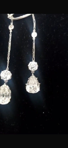 Collier Belle Époque - Collier négligé en platine et diamants anciens 58 Facettes D17