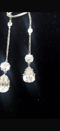 Collier Belle Époque - Collier négligé en platine et diamants anciens 58 Facettes D17
