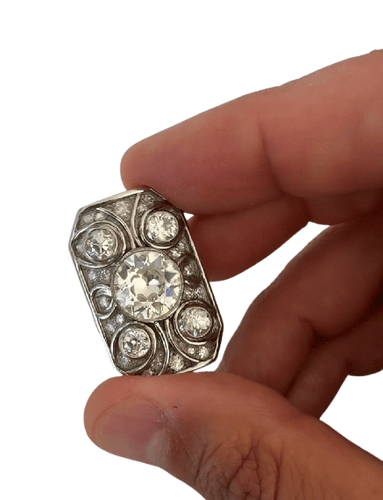 Bague 48 Constellation - Bague Art déco en platine et diamants 58 Facettes F34