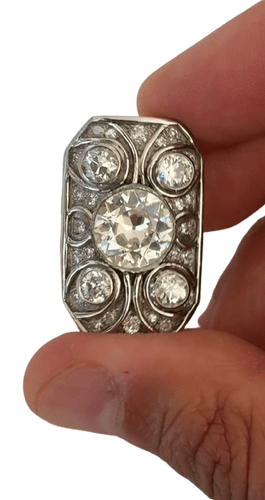 Bague 48 Constellation - Bague Art déco en platine et diamants 58 Facettes F34