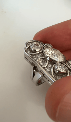 Bague 48 Constellation - Bague Art déco en platine et diamants 58 Facettes F34