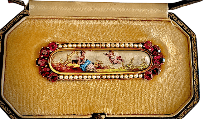 Broche Louis XVI - Broche en or 19,2 carats, perles et rubellites 58 Facettes B27