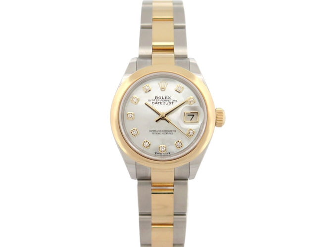 Montre Rolex Lady-Datejust 28 - Montre Oyster en or jaune et acier, diamants 58 Facettes 275438