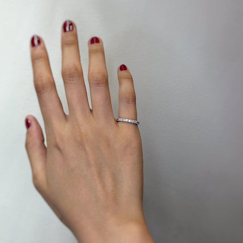 Bague 48 Alliance américaine - Bague en or blanc et diamants 58 Facettes 260030SP