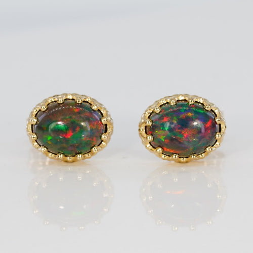 Boucles d'oreilles Boucles d'oreilles en or jaune 585 et opales noires naturelles 58 Facettes E025