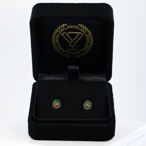 Boucles d'oreilles Boucles d'oreilles en or jaune 585 et opales noires naturelles 58 Facettes E025