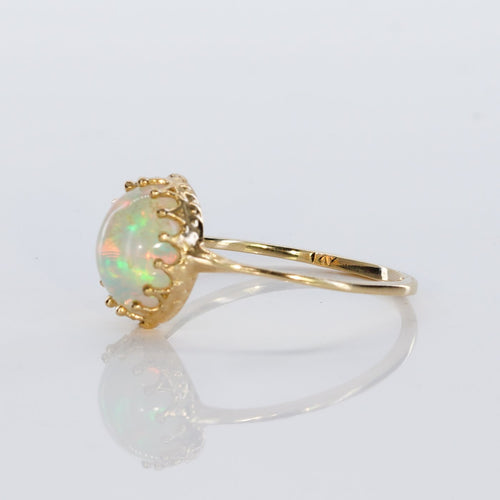 Bague 54 Bague en or jaune 14 ct avec opale blanche naturelle 58 Facettes R005