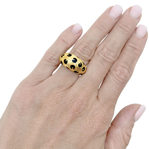 Bague 52 Fred Paris Léopard - Bague en or jaune et émail noir 58 Facettes 35769