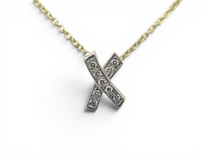 Collier Tiffany & Co Paloma's Graffiti X - Collier en or jaune, platine et diamants 58 Facettes 275378