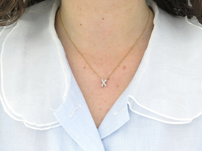 Collier Tiffany & Co Paloma's Graffiti X - Collier en or jaune, platine et diamants 58 Facettes 275378
