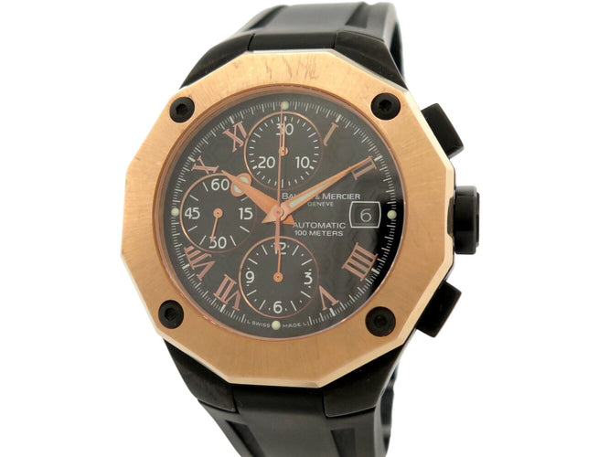 Montre Baume et Mercier Riviera - Montre chronographe en acier et or rose 58 Facettes 275444