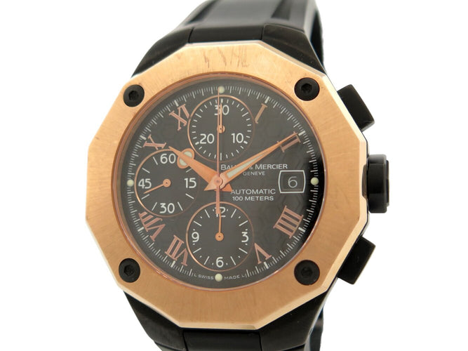 Montre Baume et Mercier Riviera - Montre chronographe en acier et or rose 58 Facettes 275444