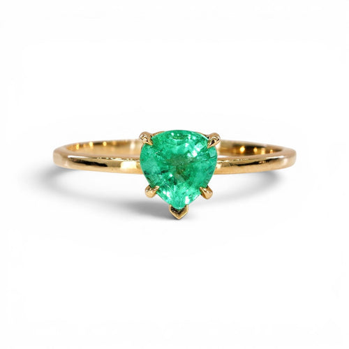 Bague 51 Bague en or jaune 14 ct et émeraude naturelle 58 Facettes R005