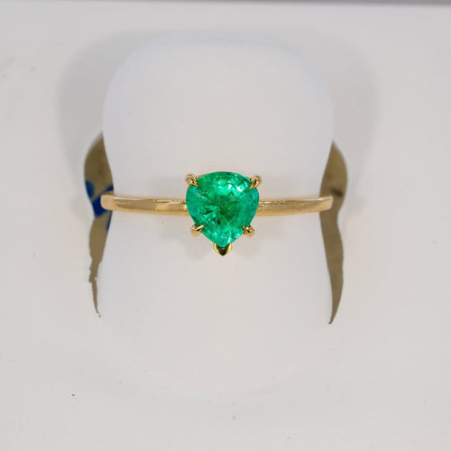 Bague 51 Bague en or jaune 14 ct et émeraude naturelle 58 Facettes R005