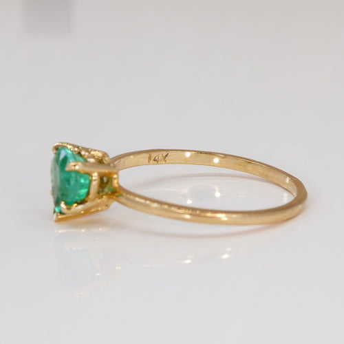 Bague 51 Bague en or jaune 14 ct et émeraude naturelle 58 Facettes R005