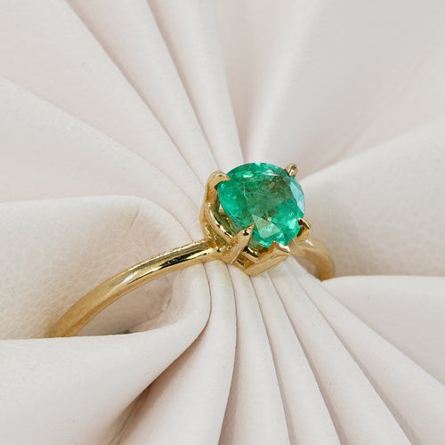Bague 51 Bague en or jaune 14 ct et émeraude naturelle 58 Facettes R005