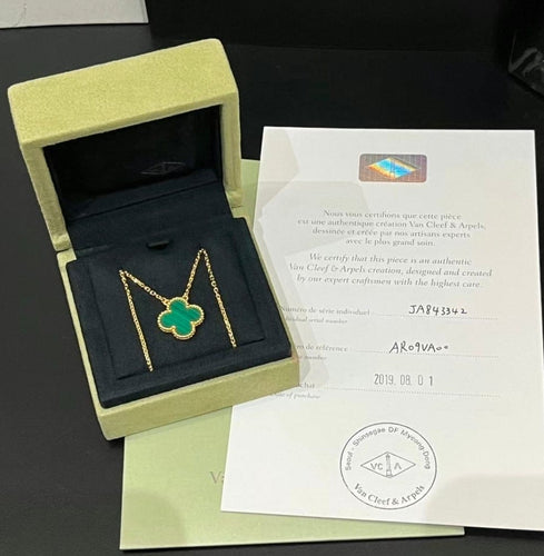 Collier Van Cleef & Arpels Vintage Alhambra - Collier en or jaune et malachite 58 Facettes jnci87